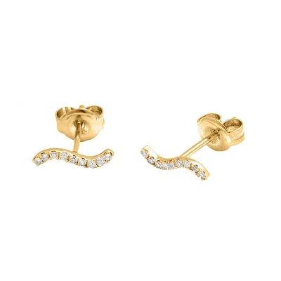 Wave Shape Gold Diamond Earring