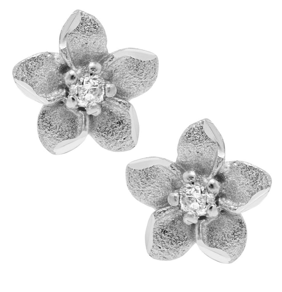 White Gold Diamond Flower Stud Earrings