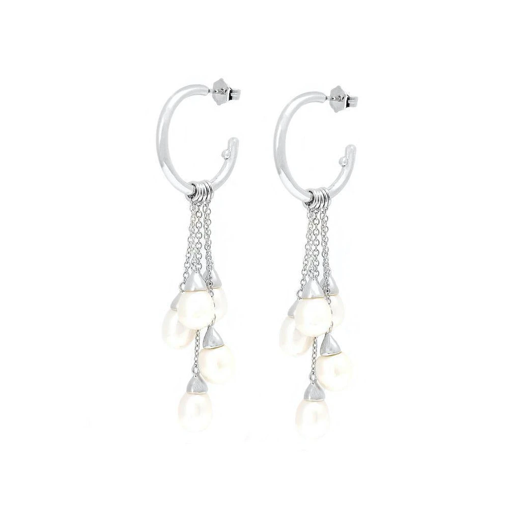 Pearl Strand Huggie Earrings
