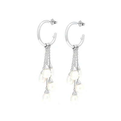 Pearl Strand Huggie Earrings