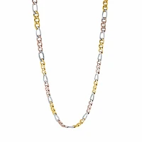 Tri Tone 6mm Polished Figaro steel Link Chain