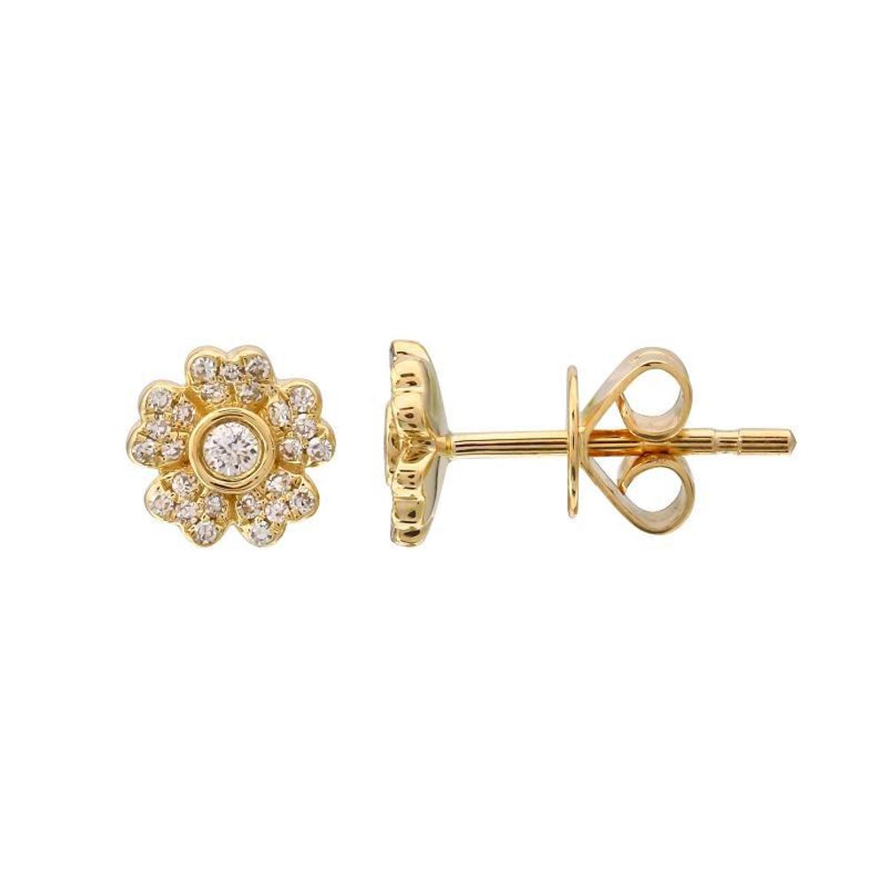 Five Petal Diamond Flower Stud Earrings