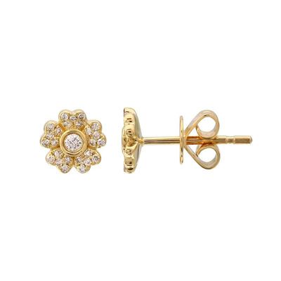 Five Petal Diamond Flower Stud Earrings