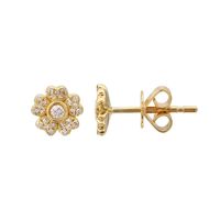 Five Petal Diamond Flower Stud Earrings