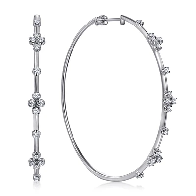 My Favorite White Gold Diamond Hoop Earrings 60MM