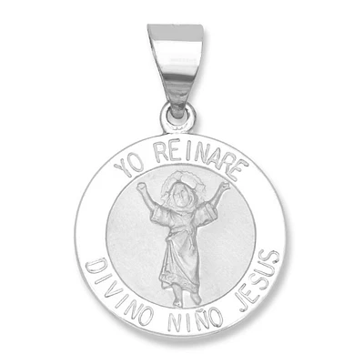 Divino Nino Jesus 15MM White Gold Pendant