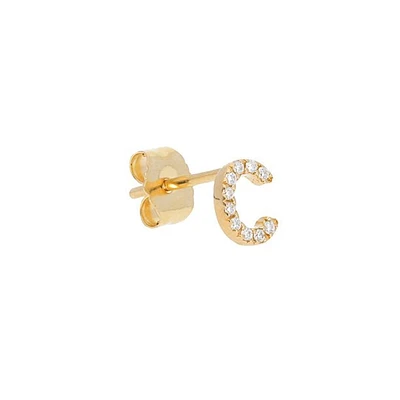 7MM Zirconia Gold Initial Single Stud Earrings