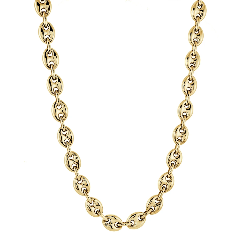 Puffed Mariner 10mm Yellow IP Steel Link Chain
