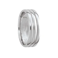 6MM Milgrain Triple Line White Gold Ring