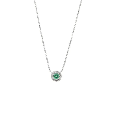 Emerald and Diamond White Gold Necklace