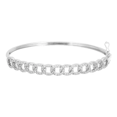 Cuban Diamond Link Bangle Bracelet