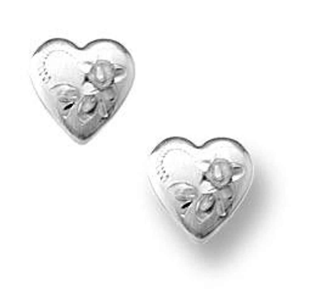 Gold Heart Engraved Earrings