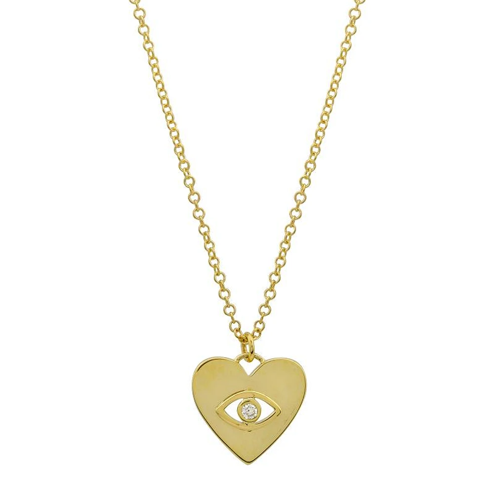 Evil Eye Heart Diamond Necklace