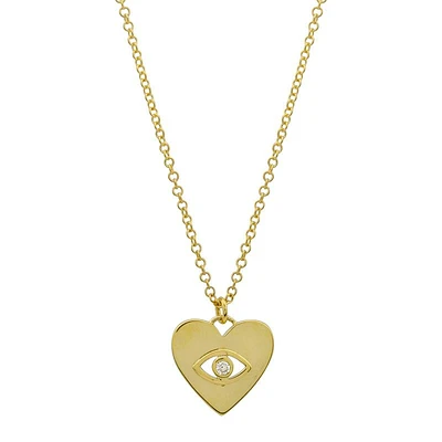 Evil Eye Heart Diamond Necklace