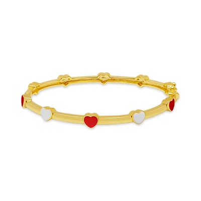 Red and White Hearts Kids Bangle Bracelet
