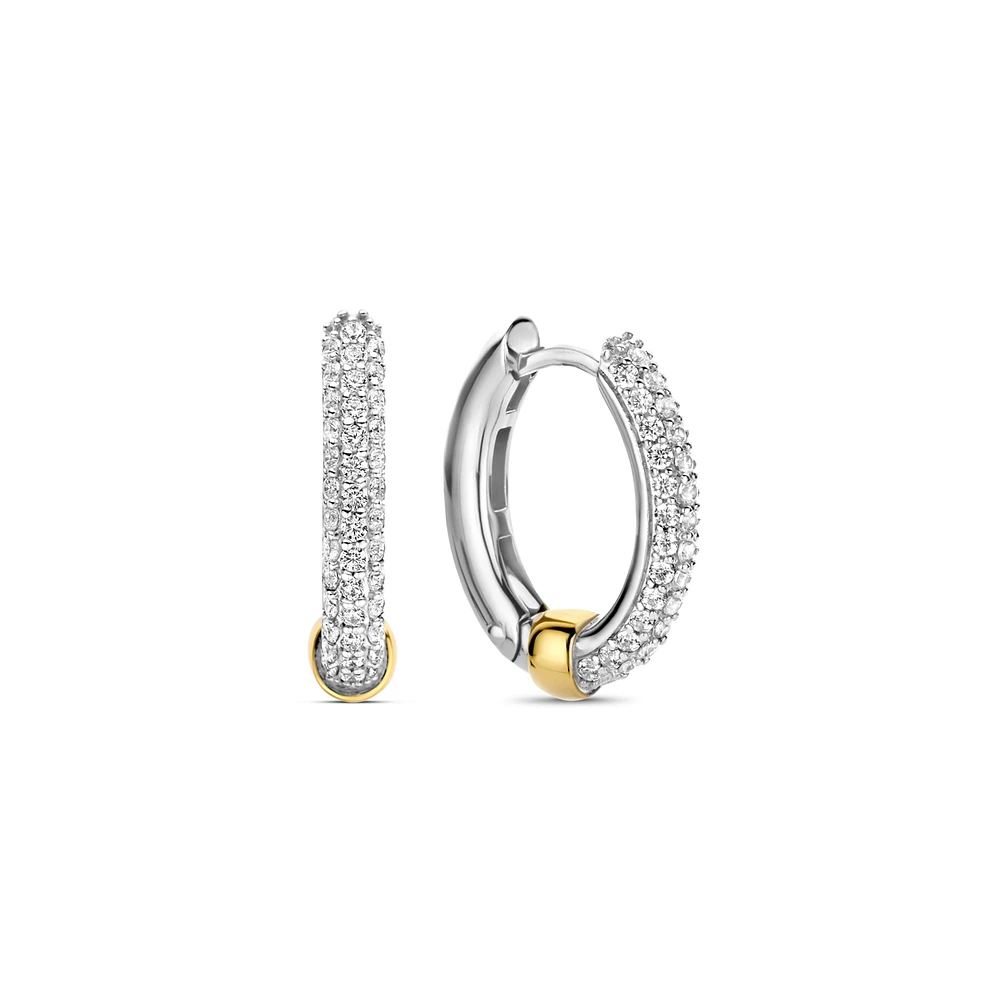 Classic Edge Pave Huggie Earrings