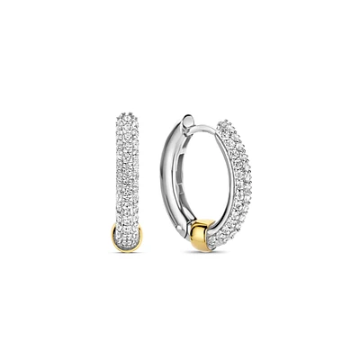 Classic Edge Pave Huggie Earrings