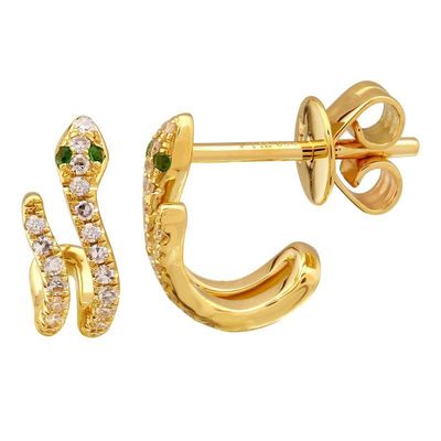 Snake Lobe Stud Earrings 14K