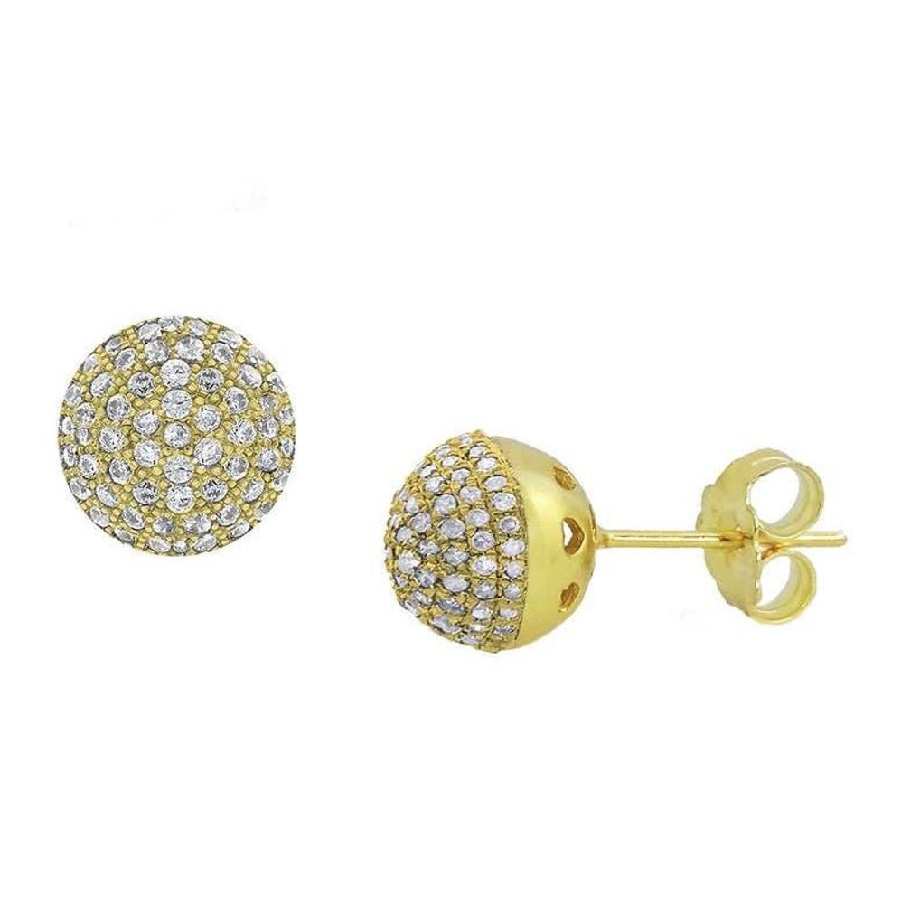 Pave Ball Gold Earrings