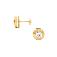Wide Bezel Set Zirconia 4MM Stud Earrings