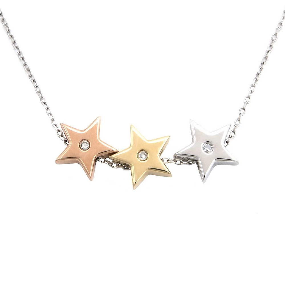 Three Tone Stars Necklace