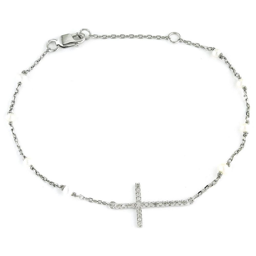 Cross Pearls and Diamonds Bracelet