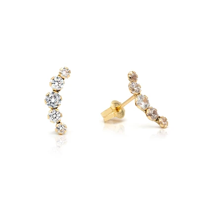 Curved Bar CZ Earrings