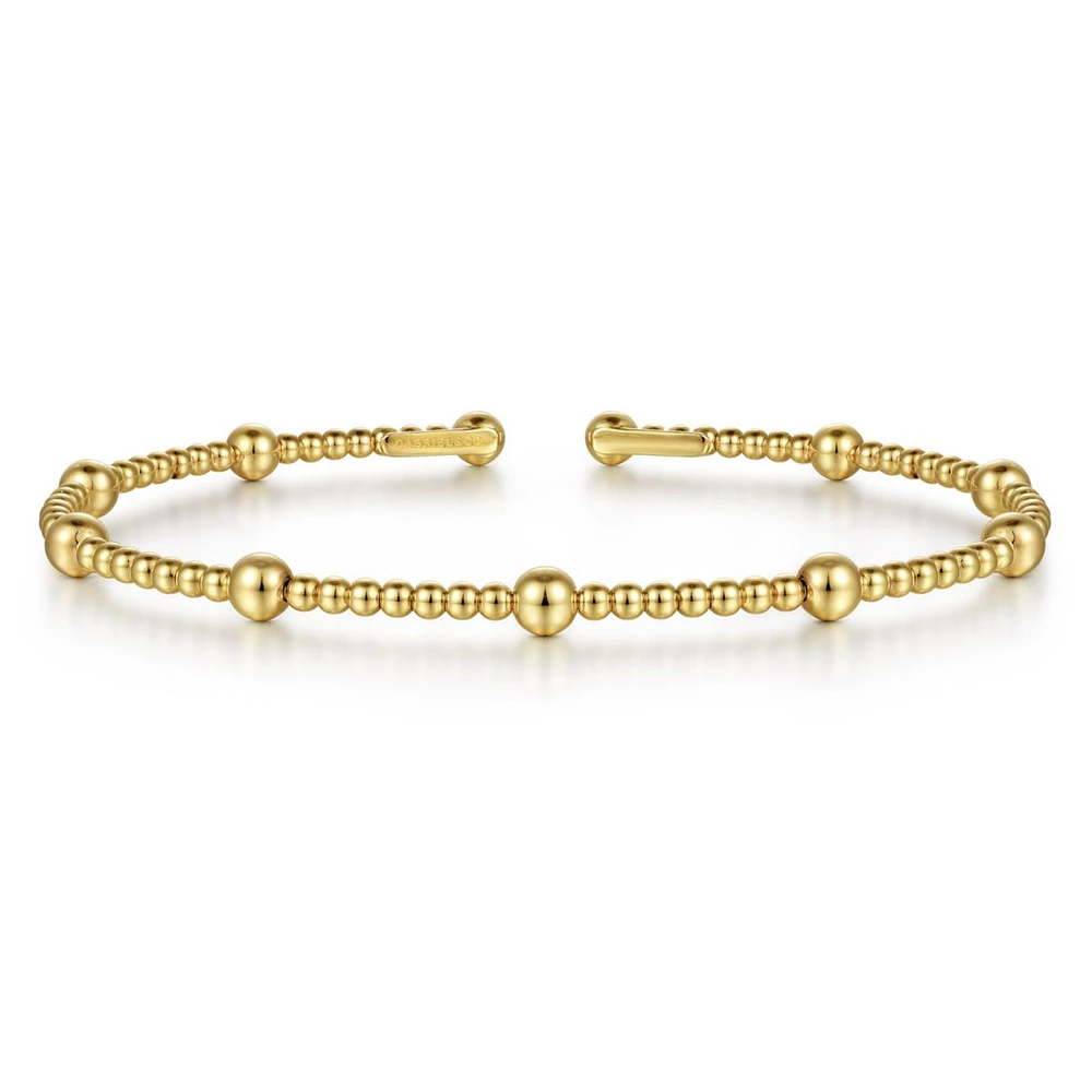 Beaded Yellow Gold Bangle Bracelet