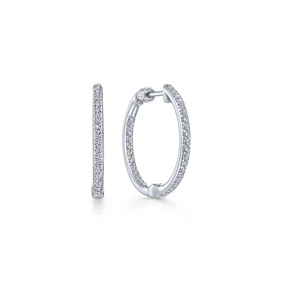 20mm Inside and Out Diamond Hoop Earrings 14K
