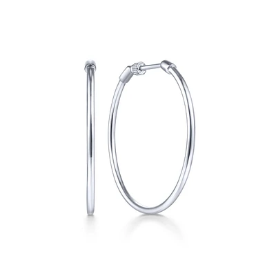 30mm White Gold Hoop Earrings