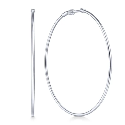 60mm White Gold Hoop Earrings