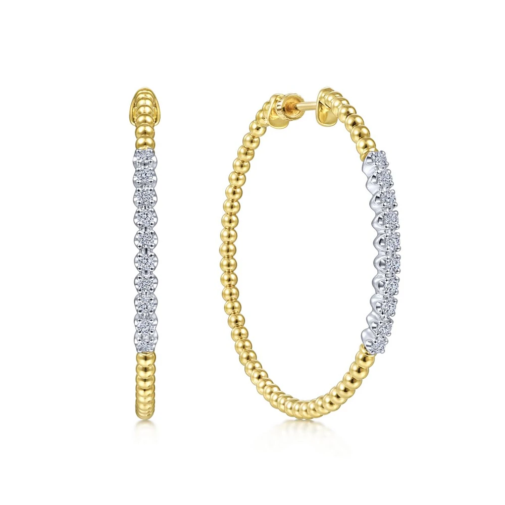 40mm Beaded Diamond Hoop Earrings