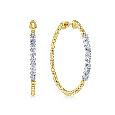 40mm Beaded Diamond Hoop Earrings