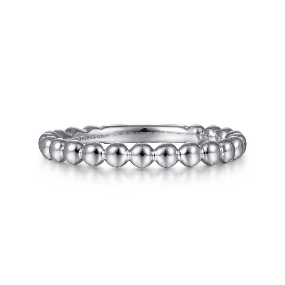 14K White Gold Beaded Ring