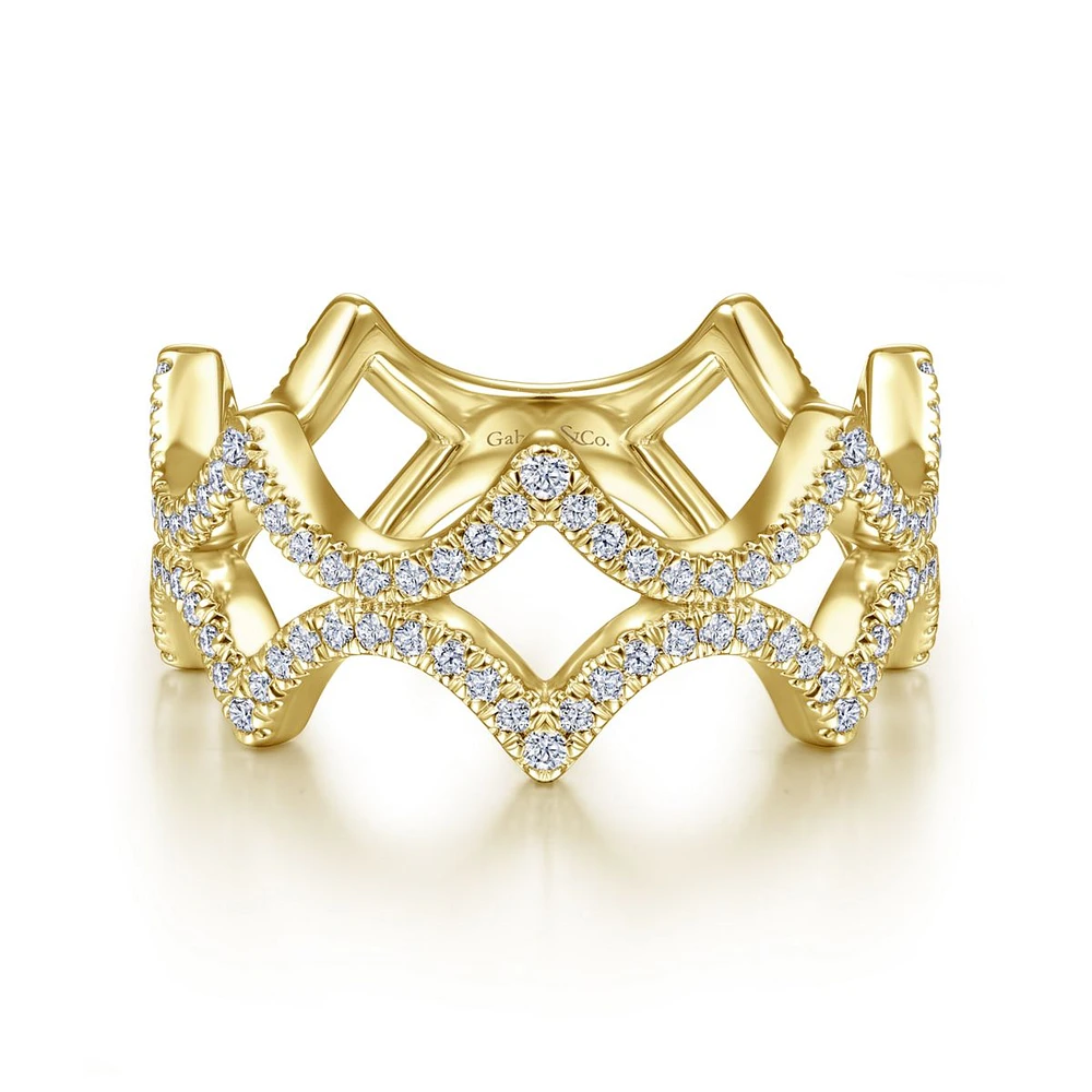 14K Gold Diamond Waves Ring