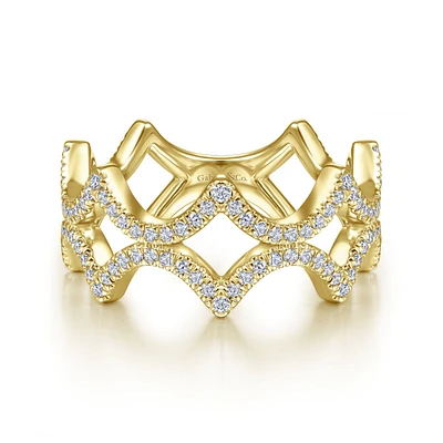 14K Gold Diamond Waves Ring