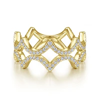 14K Gold Diamond Waves Ring