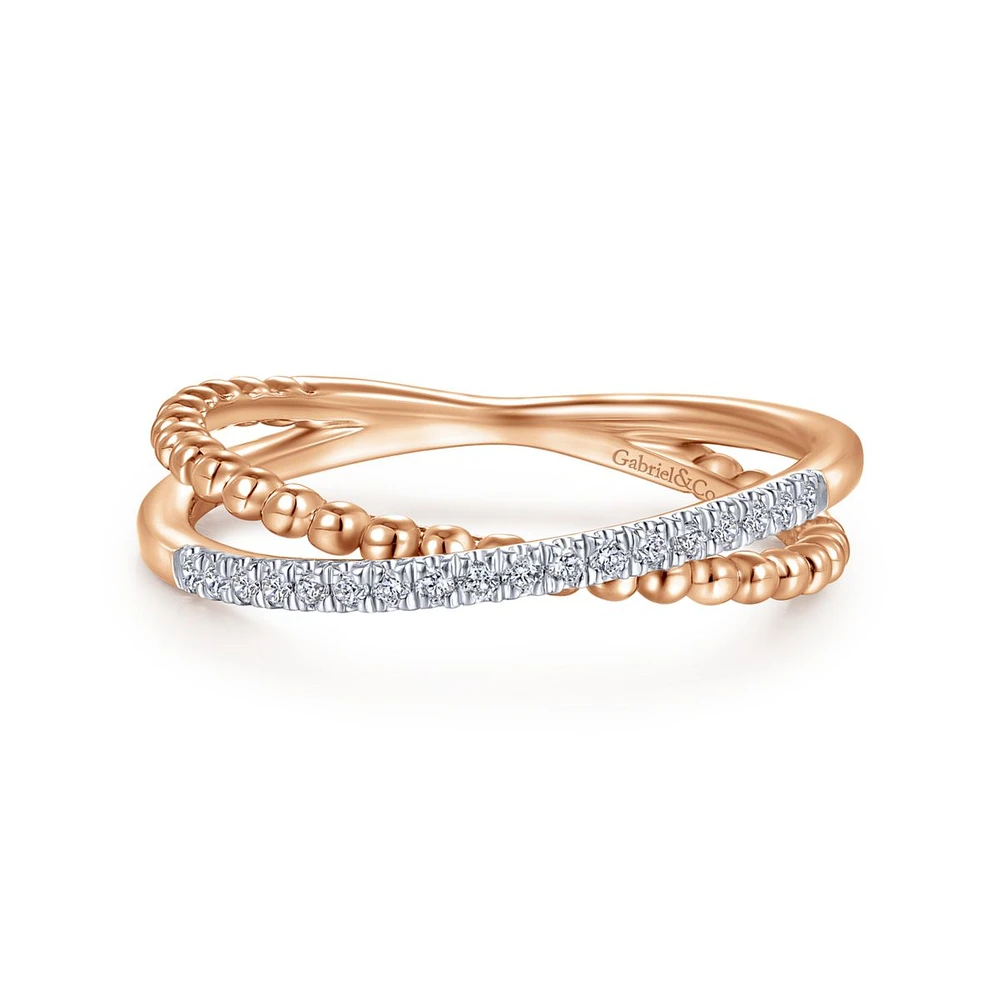 Crossing Diamond Rose Gold Ring
