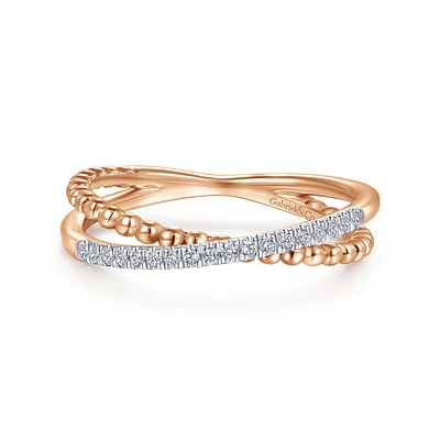 Crossing Diamond Rose Gold Ring