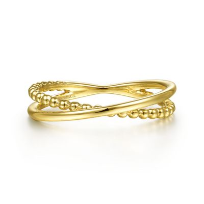 Crossing Over Yellow Gold Ring