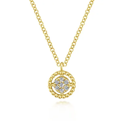 Diamond Pave Beaded Circle Necklace