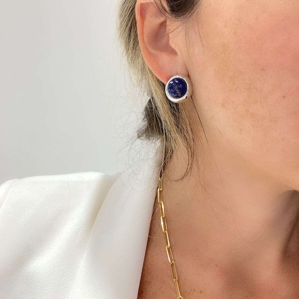 14K White Gold Lapiz Lazuli Earrings