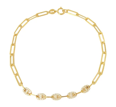 Diamond Mariner Link paper clip Bracelet