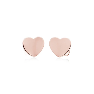 Rose IP Steel Heart Stud Earrings