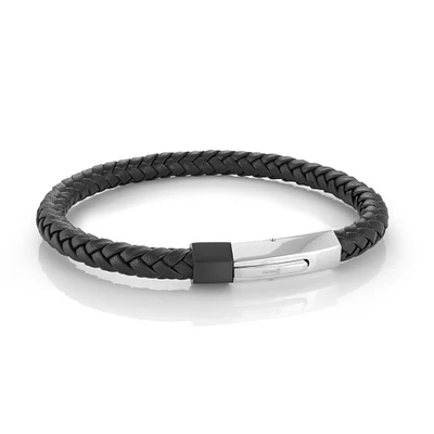 Black Steel and Leather Bracelet