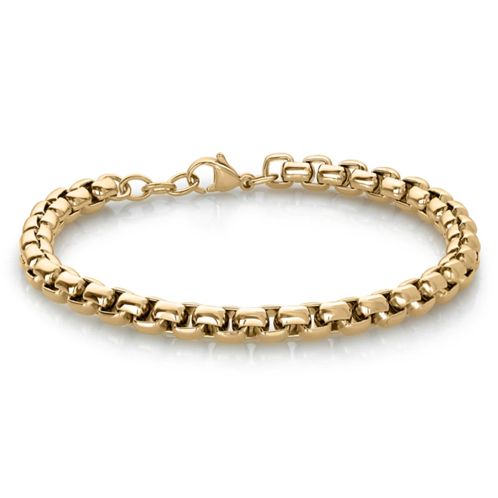 Yellow IP Steel Round Box Bracelet