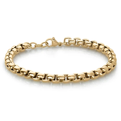 Yellow IP Steel Round Box Bracelet