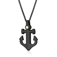 Black IP Steel Anchor Necklace