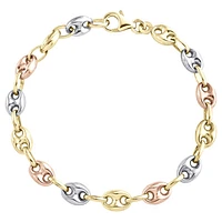 Tri Tone Puffed Mariner 9MM Bracelet