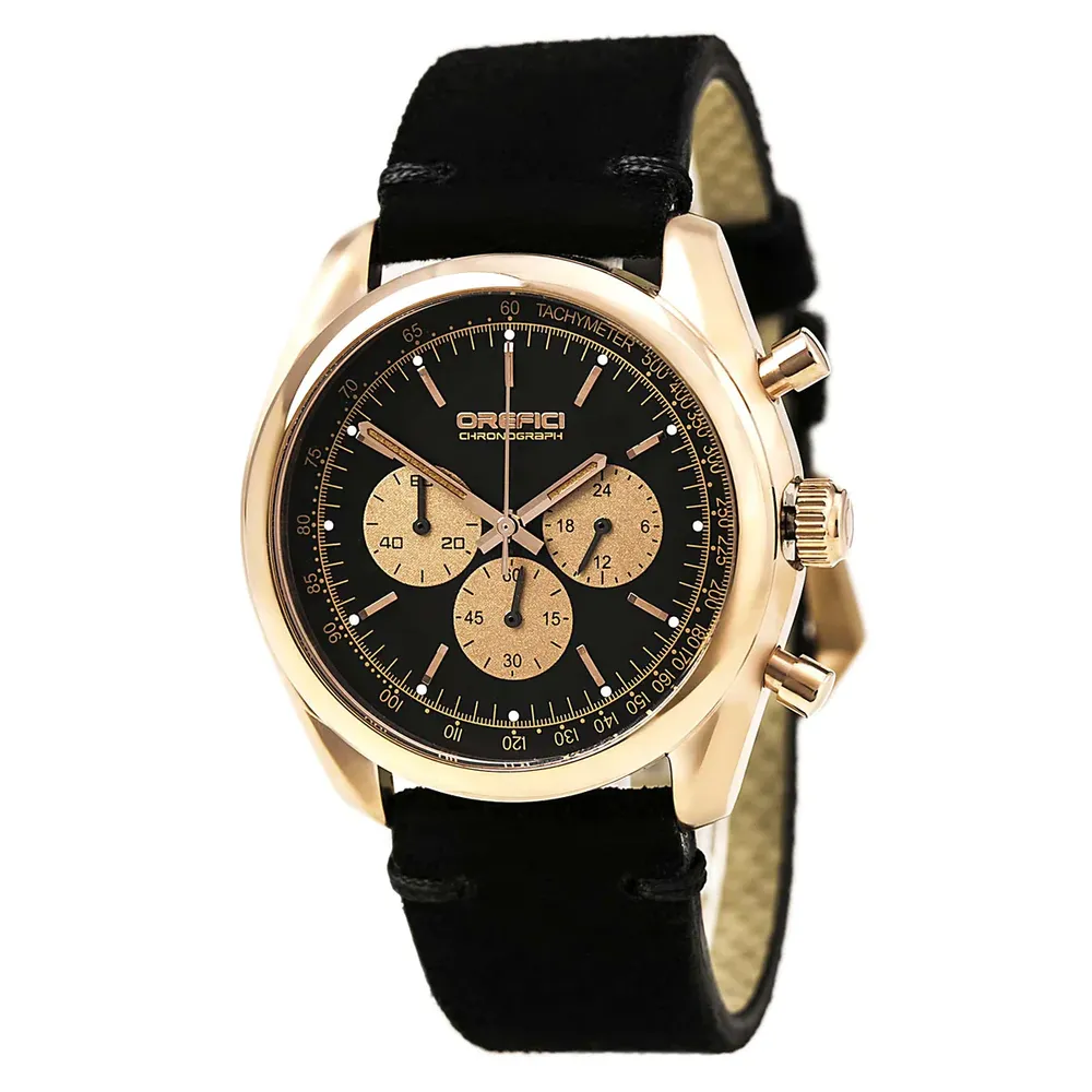 Orefici 42MM Brown Suede Watch